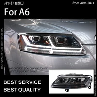 akd car styling for audi a6 headlights 2005 2011 a6 c5 c6 led headlight dynamic signal animation drl bi xenon auto accessories