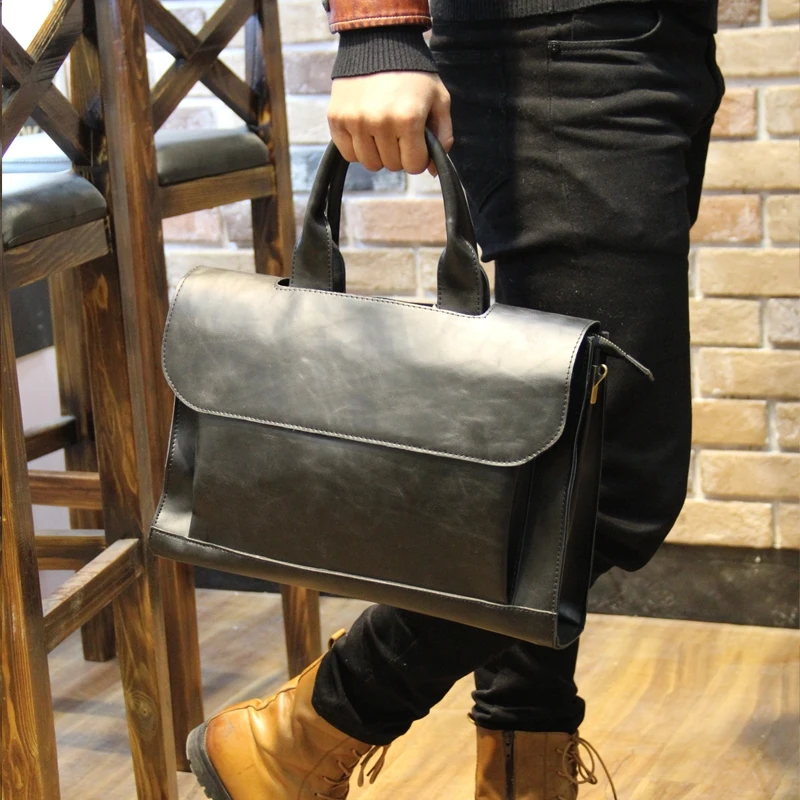 

Fashion Leather Briefcase Portable Laptop Vintage Business Shoulder Messenger Work Briefcase Sac Homme Bags for Men DB60BA