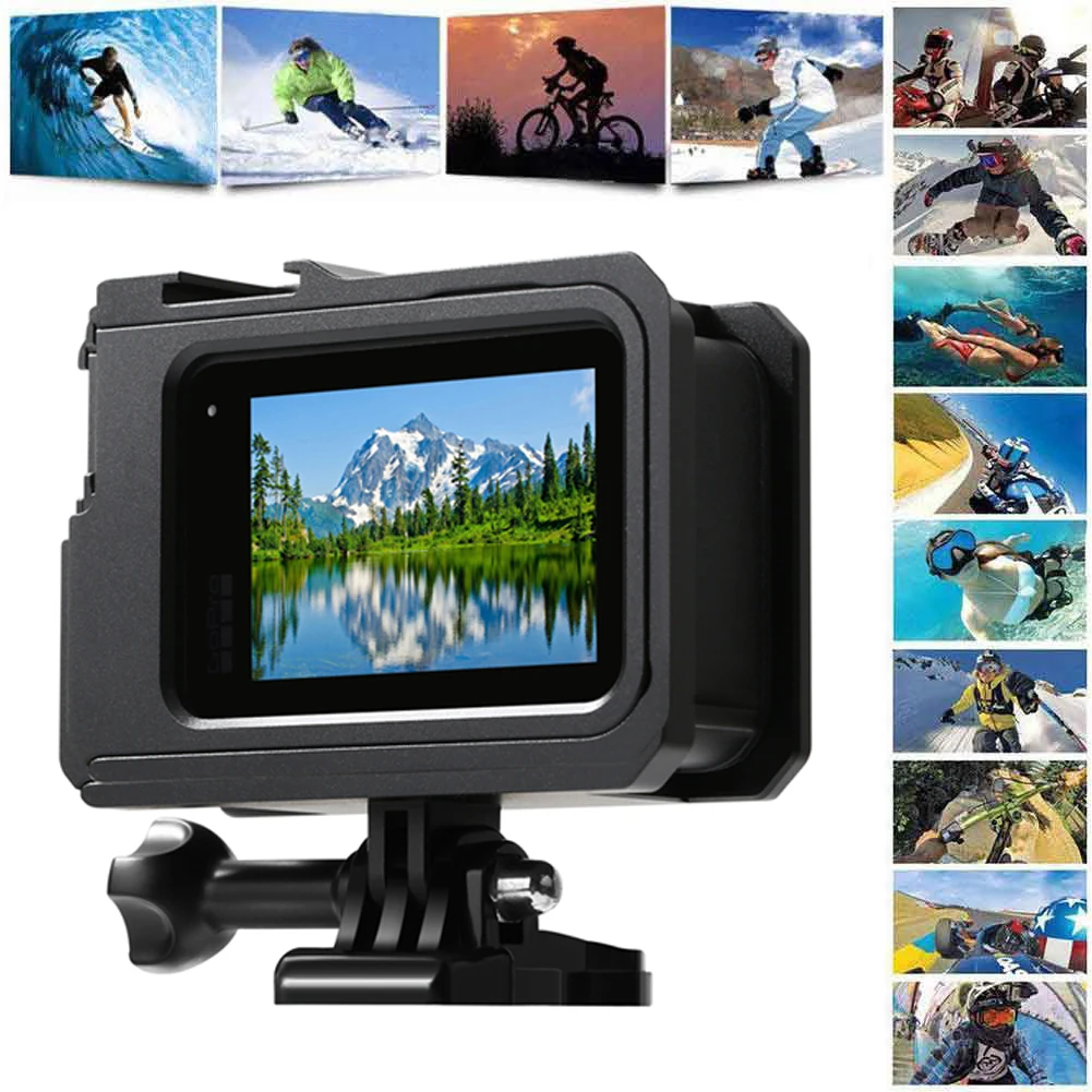 

Protective Frame Cage Case Carrying Handheld Camera Dual Cold Shoe Aluminum Alloy Elements for Hero 9 Black