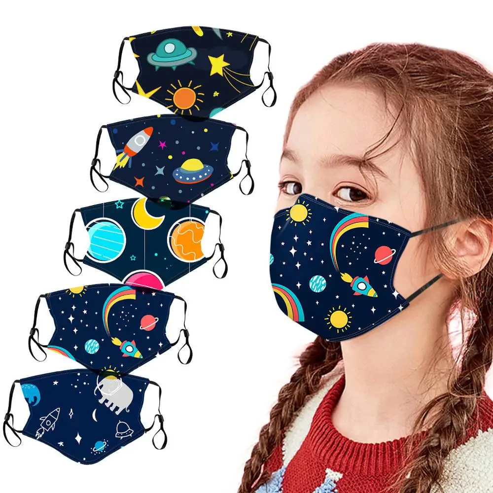 5 шт. Детская Хлопковая маска с принтом планеты|Женские маски| |