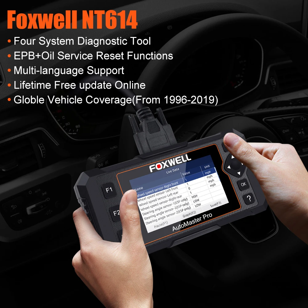FOXWELL NT614 Elite OBD OBD2 сканер четыре системы EPB масляный Сервис Сброс OBDII Автомобильный сканер Профессиональный автомобильный диагностический инструмент
