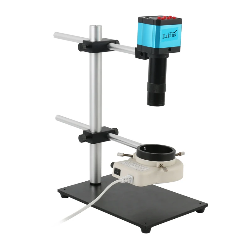 

Dual Arm Rotatable Boom Table Stand+720p 18MP HDMI USB Microscope Camera+144 LED Light+100X C-Mount Lens
