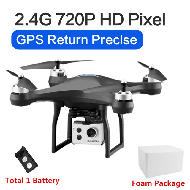 Black 720p 1battery Все новые S2 Дрон gps Квадрокоптер с камерой Hd 5G пульт дистанционного управления Вертолет Wifi складной мини селфи Дрон селфи Квадрокоптер - Цвет: Black 720p 1battery