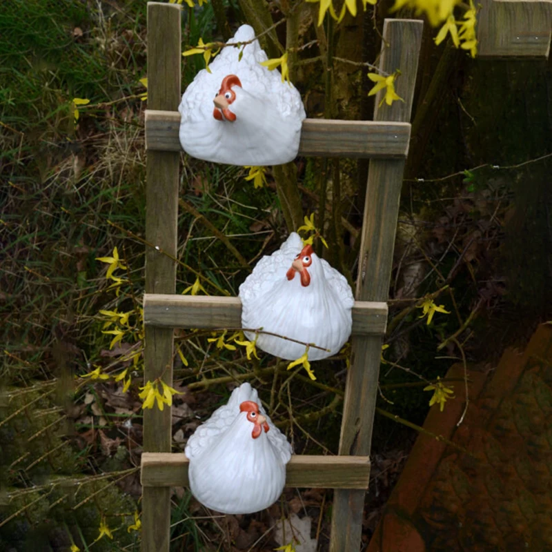 

Hen Statue Animal Ornaments Farm Animal Collectable Garden Sculptures For Garden Ladder Decoration декор комнаты