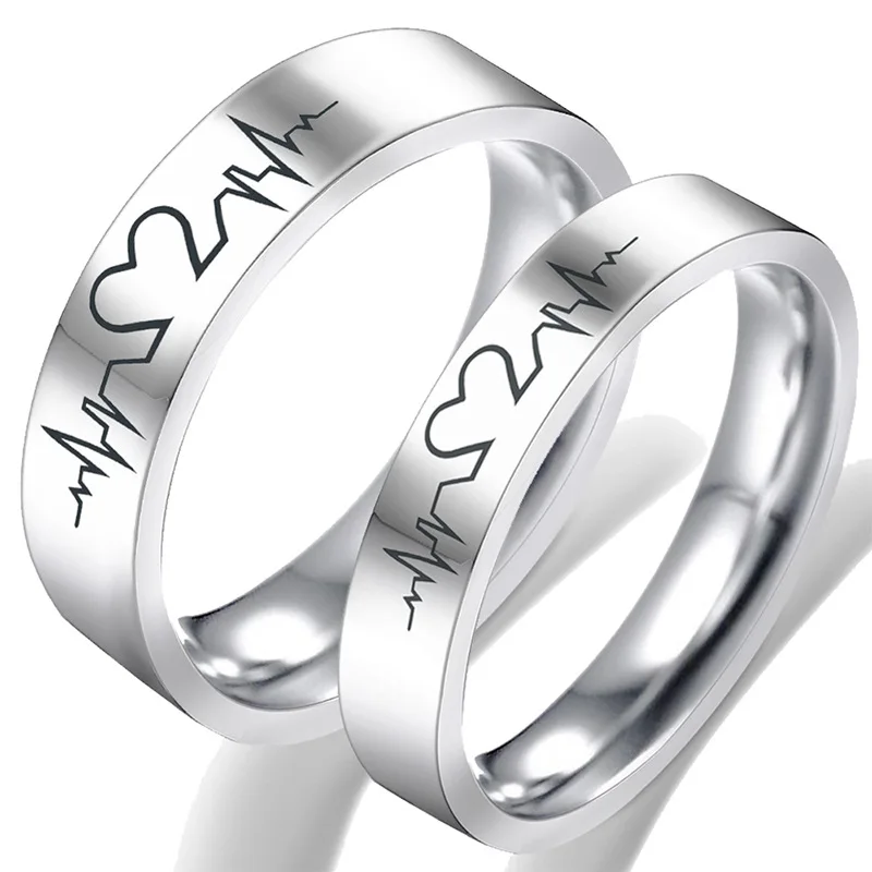 

ECG Stainless Steel Ring Half Circle love Couple Sstainless Steel Ring Japan And South Korea Titanium Steel Rring