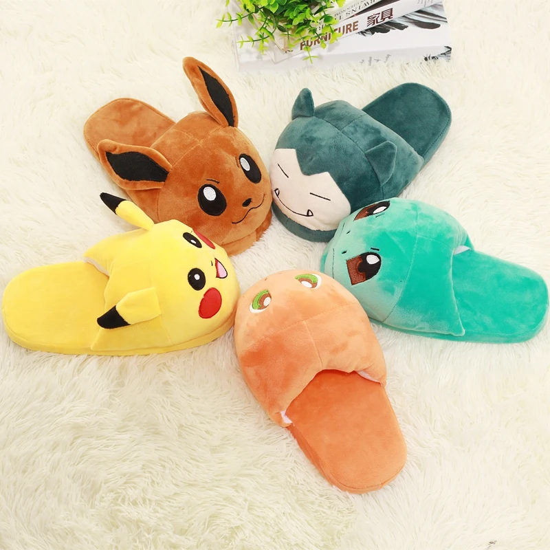 

Pokemon Plush Shoes Kawaii Indoor Soft Shoes Cartoon Stuffed Toy Doll Pikachu Charmander Squirtle Snorlax Eevee Christmas Gift