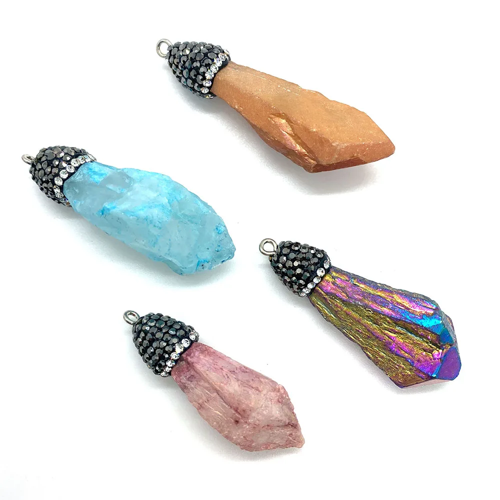 1 шт. Подвеска из натурального камня неправильной формы алмазная оправа кристалл