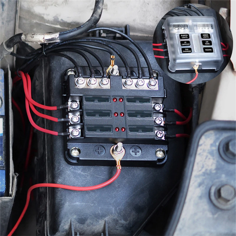 CS-664B1 PBT 100A 6 Way Blade предохранитель коробка и автобус бар автомобильный комплект с крышкой морской предохранитель держатель 12 В/32 в красный светодиодный ЛОДКА авто аксессуары