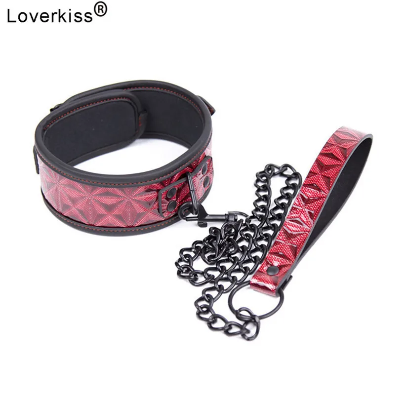 Loverkiss ошейник и поводок для рабства из искусственной кожи взрослые игры секс БДСМ