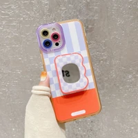 tpu angel eye bracket mirror phone case for iphone 13 12 11 pro max xs xr 7 8plus color checkerboard non slip back cover