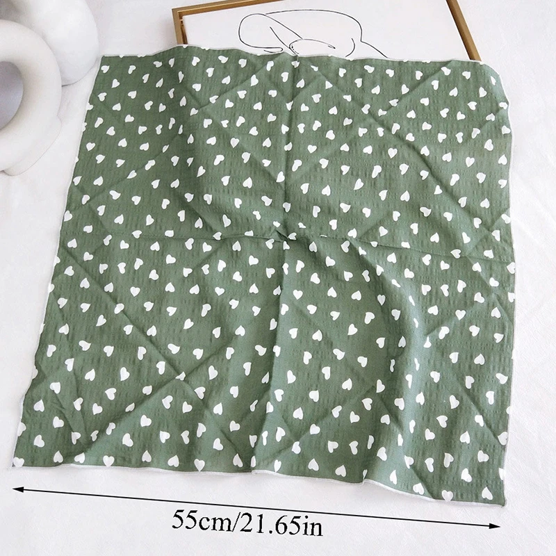 Женский квадратный шарф из хлопка и льна с принтом в виде сердца |