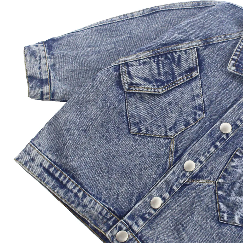 Комплект одежды для девочек однотонная джинсовая куртка + джинсы костюм из 2