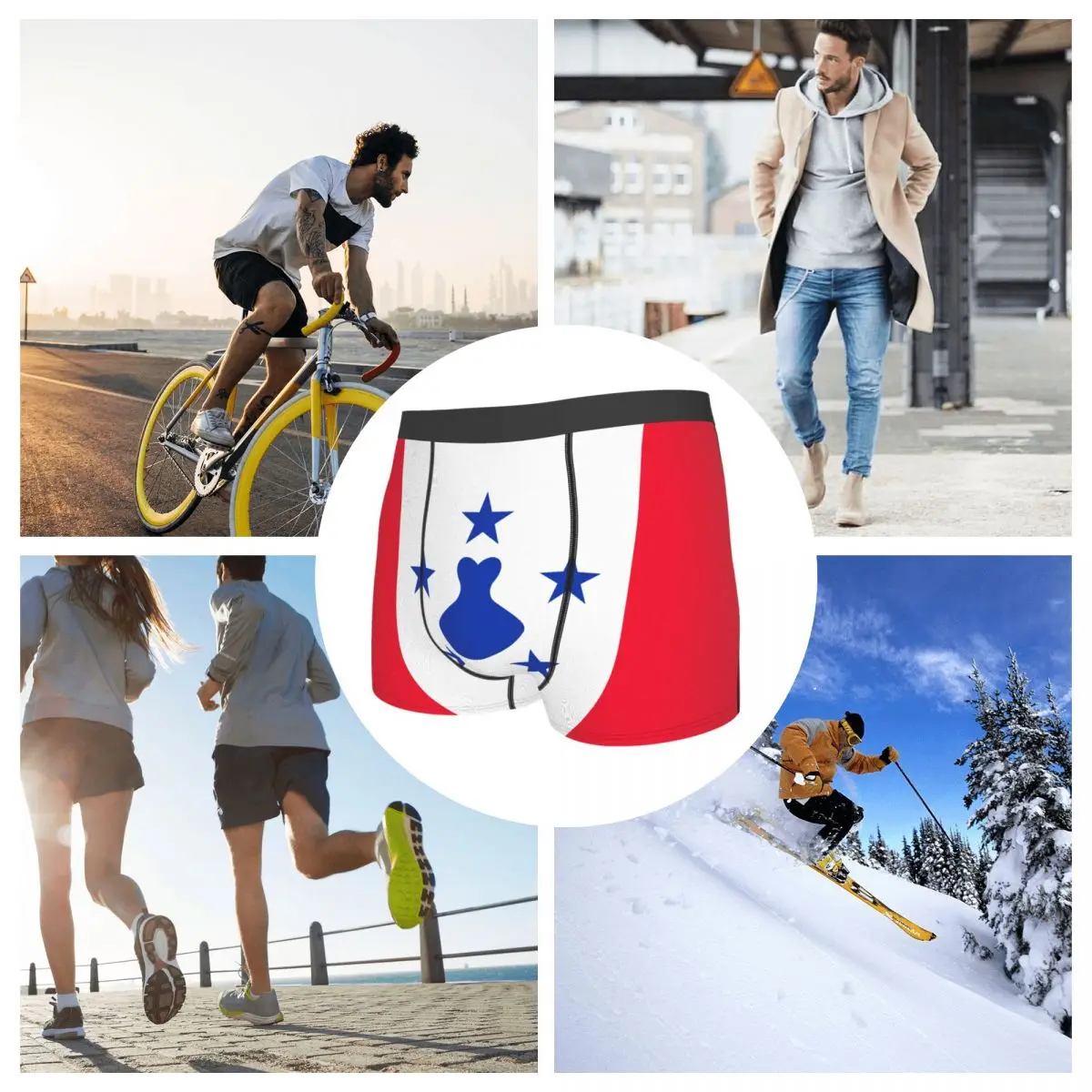 Flag Of The Austral Islands Men's Boxer Briefs Flags of the regions of France Humor Graphic Men's boxer leggings