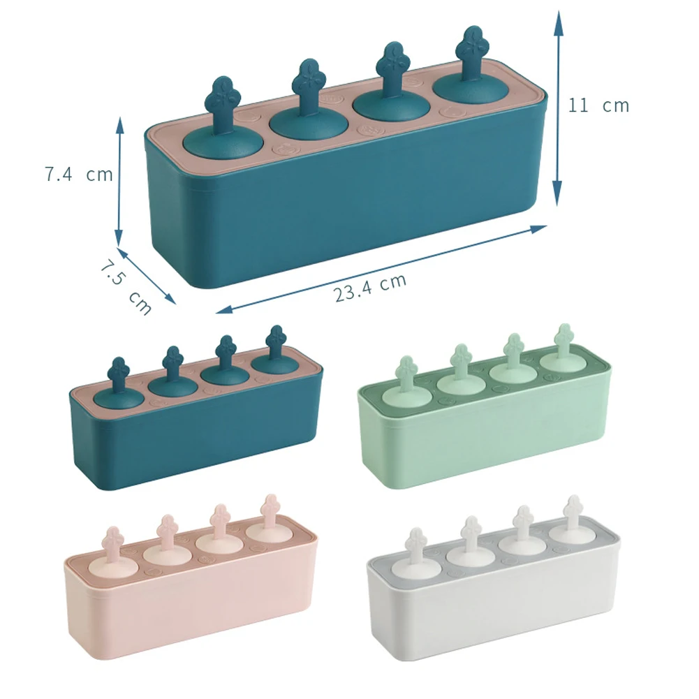 

4 Cells Popsicle Molds Ice Cream Chocolate Molds Ice Cube Tray Food Safe Popsicle Maker DIY Homemade Freezer Ice Lolly Mould