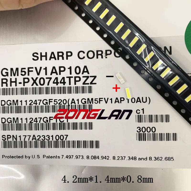 50PCS For SHARP LED TV Application LCD Backlight for Middle Power 0.5W 3V 4214 Cool white | Освещение