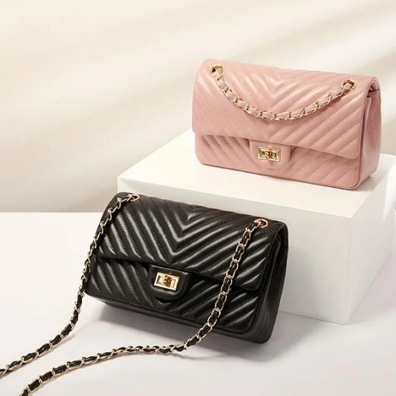 

New Bags, women's bags, new Korean version of the trendy top layer sheepskin shoulder bag, all-match messenger chain bag