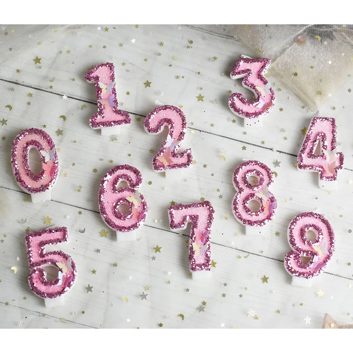 Свадебная Принцесса Бабочка Свеча Торт Топпер Украшение Number0-9 Десертное