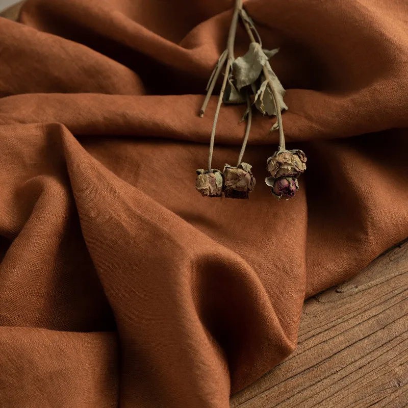 Высококачественная льняная ткань однотонное лоскутное платье брюки рубашка