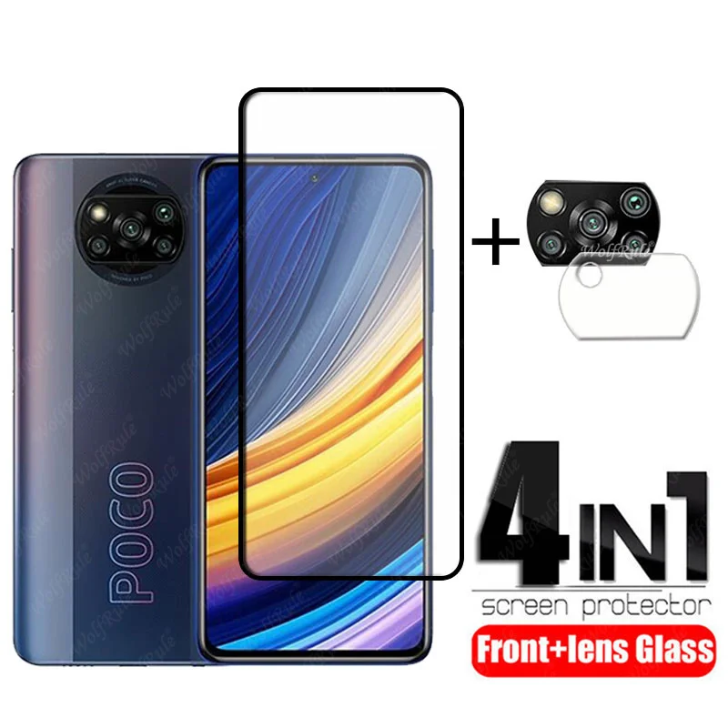 Адаптер 4 в 1 для Poco X3 Pro стекло Xiaomi закаленное Full Glue защитная пленка экрана F3 M3