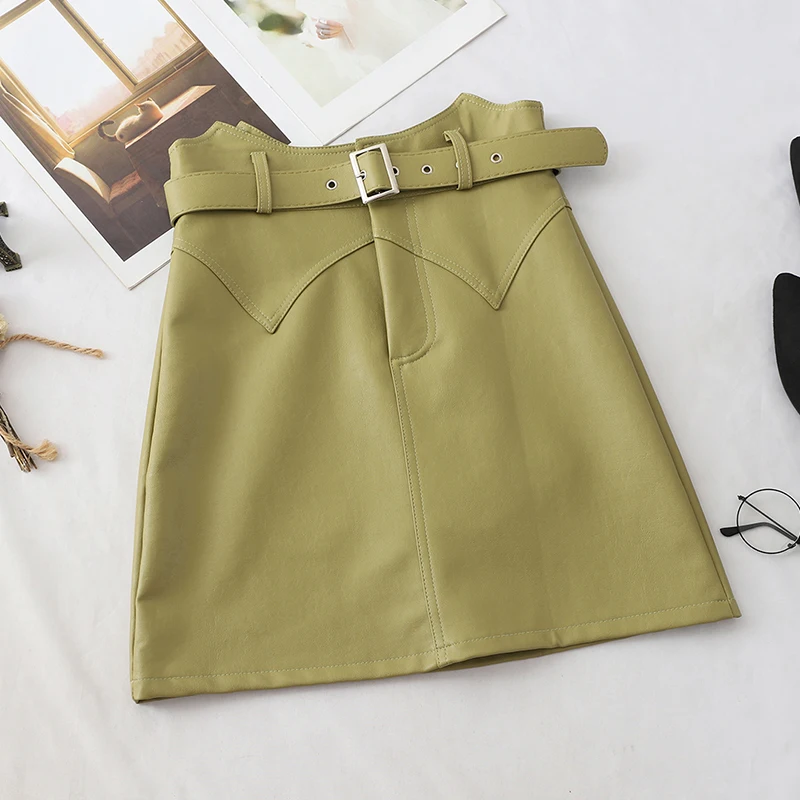 Новая Осенняя черная юбка А-силуэта из искусственной кожи для женщин офисная