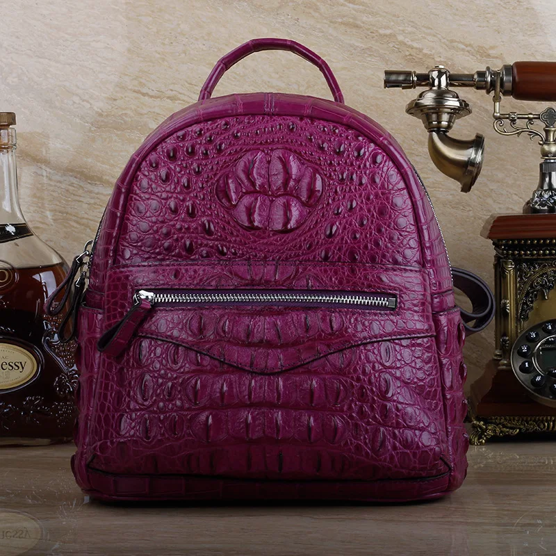 Женский рюкзак из натуральной кожи крокодила на молнии|Женские рюкзаки| |