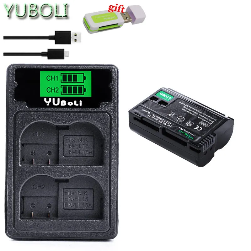 charger and 1battery EN-EL15 RU EL15 EN-EL15a ENEL15a RU EL15a Батарея+ USB Dual Зарядное устройство для Nikon D850 D810 D810A D750 D500 D7500 D7200 D7100 - Цвет: charger and 1battery