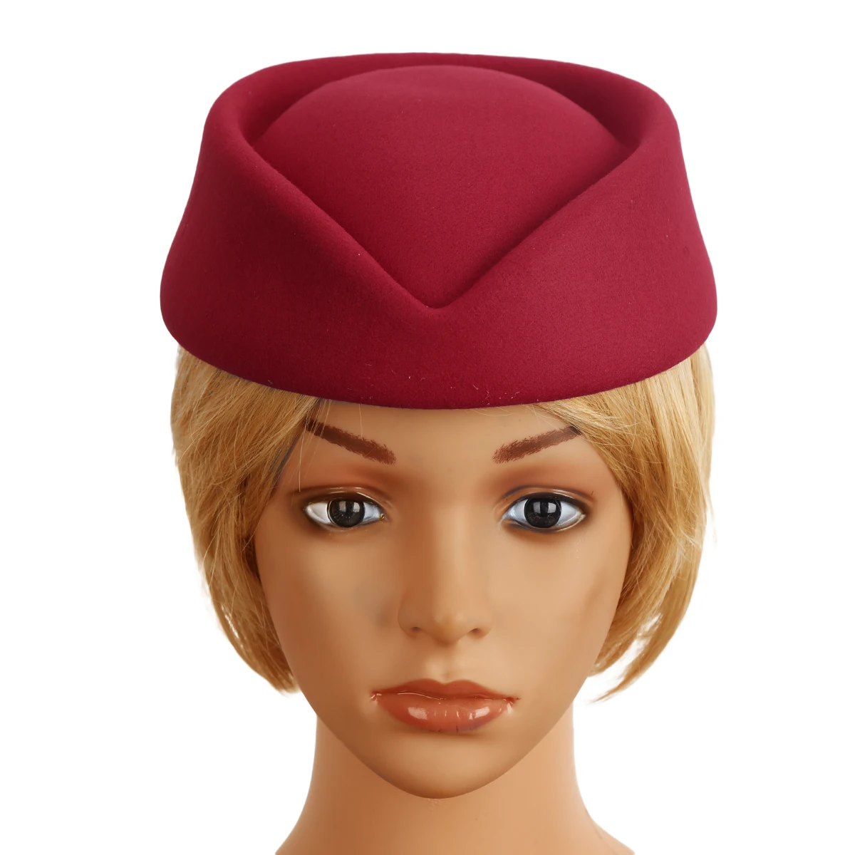 Imitation Wool Felt Stewardess Air Hostesses Pillbox Hat Millinery Teardrop Fascinator Base Cap for Cosplay Costume Accessories