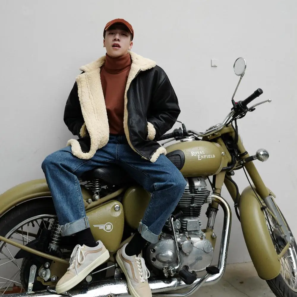 2019 корейская версия мотоциклетная куртка пальто одежда Авиатор из овчины