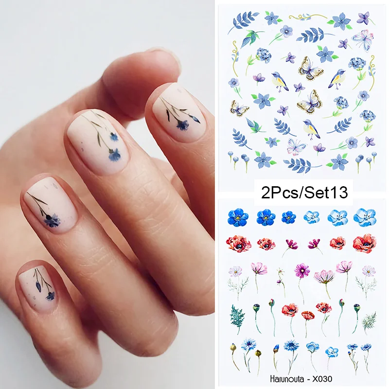 LEMOOC Nail Sticker Set Black Flower Water Transfer Decals Colorful Art Stickers Butterfly Lace Dream Catcher | Красота и здоровье
