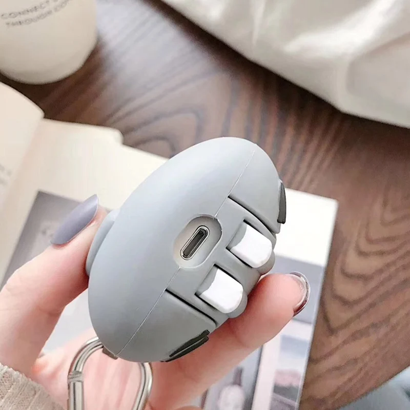 

For Airpods 1 2 Apple Wireless Bluetooth Earphone Protection Cover with Carabiner Cute Cartoon Lucky Cat Silicone Earphone Cases