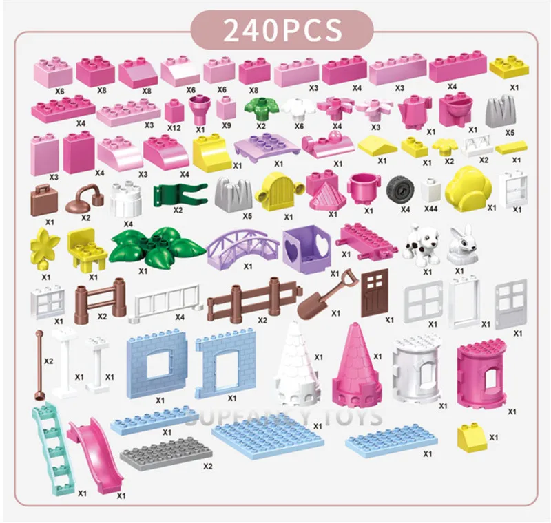 Розовый Замок принцессы городской дом Фэнтезийный сад вилла наборы строительных