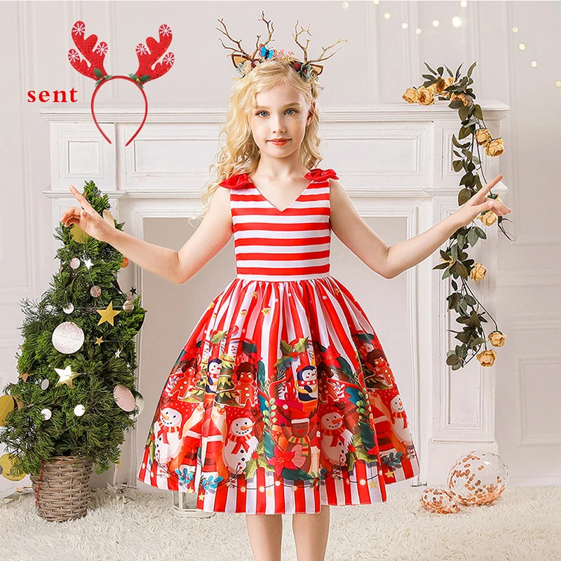 Новогоднее рождественское длинное платье принцессы для девочек вечерние платья