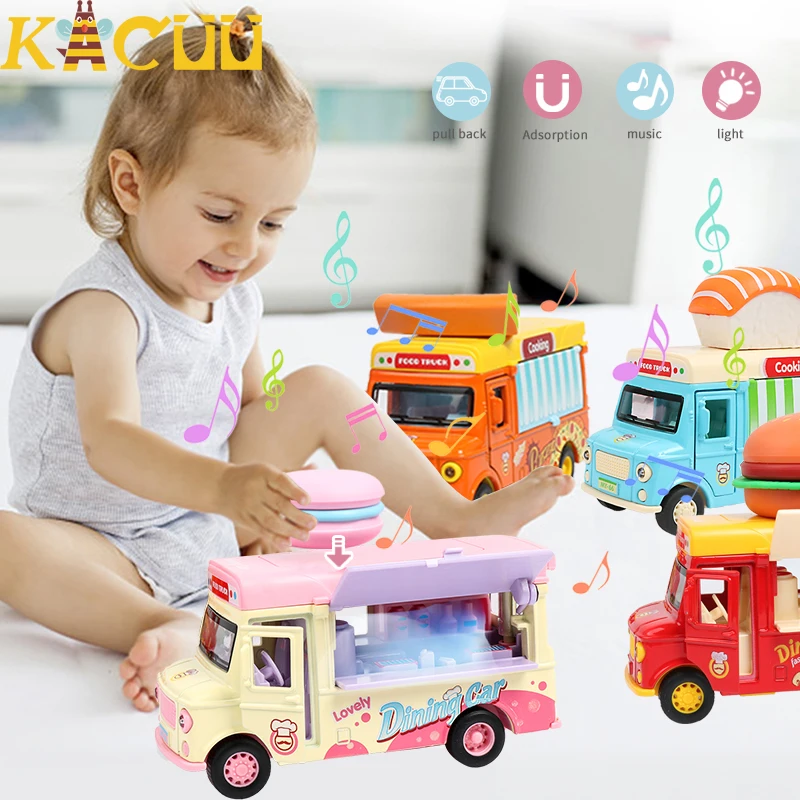 Игрушечный металлический грузовик с музыкой и светом