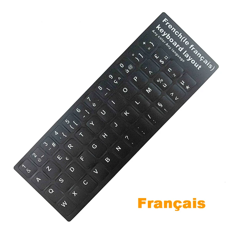 French 200 шт./упак. Арабский испанский португальский русский французский английский стикер клавиатуры русский язык Русская раскладка крышка клавиатуры ключ - Цвет: French
