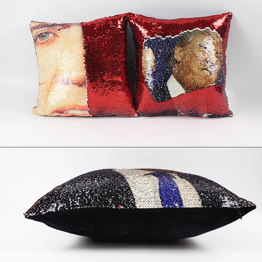 

Creative Nicolas Face Pillow Case Reversible Sequin Pillow Cover Decorative Throw Cushion Case for bed Sofa Decorative Party
