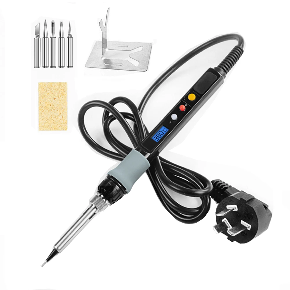 Электрический паяльник 80 Вт подставка с регулировкой температуры 220 В 110 цифровым