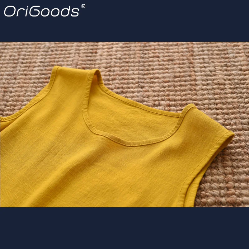 Женская льняная блузка без рукавов свободного покроя | одежда