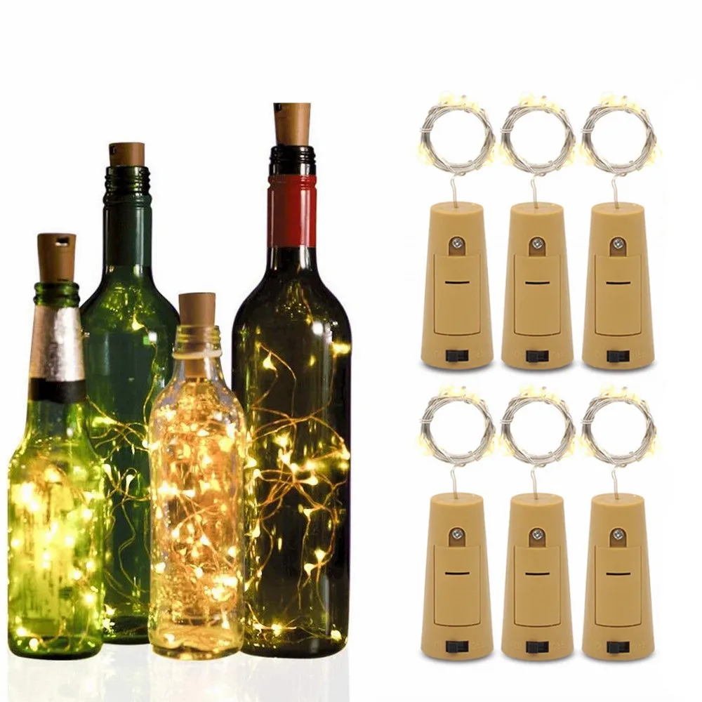 6 шт. гирлянды на батарейках светильники в форме винных бутылок с пробкой 10 15 20