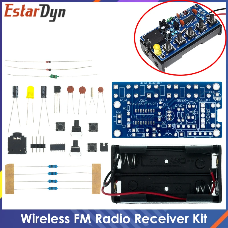 DIY Electronic Kits Wireless Stereo FM Radio Receiver Module PCB 76MHz-108MHz DC 1.8V-3.6V