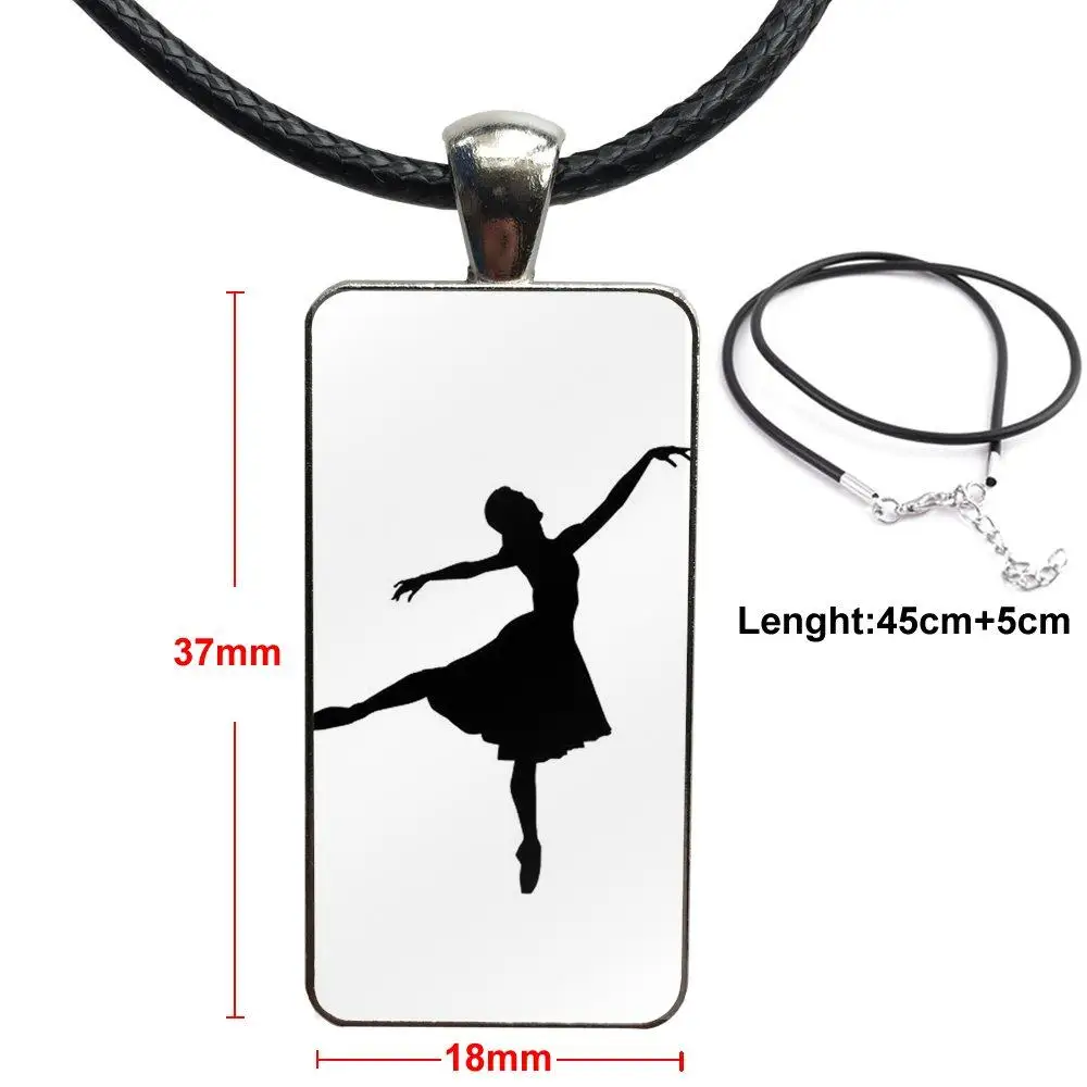 

Design Fashion Vintage Glass Women Rectangle Necklace Pendants For Women Children Ballet Dancer Silhouette Dancing S