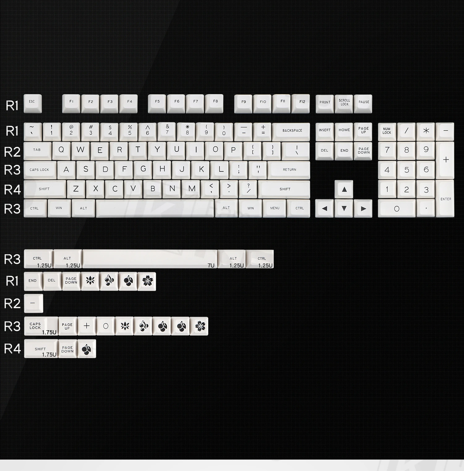 

Maxkey SA Keycaps White Two-color 129 Key ABS is suitable for most mechanical keyboards, Famouskbd
