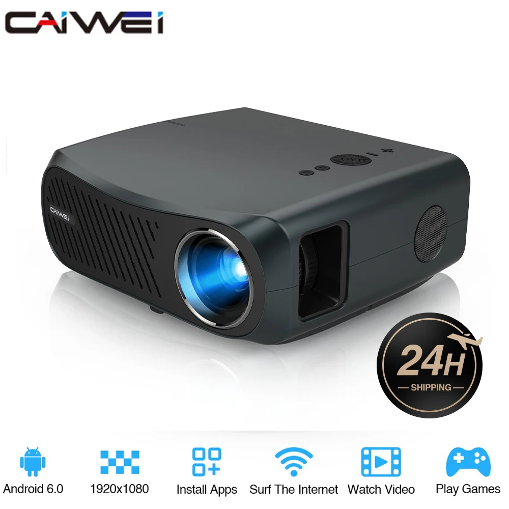 

CAIWEI Home Projector Full Hd 1080P Resolution Video Home Theater Beamer Freeshiping Android System Movie Projector For Phone