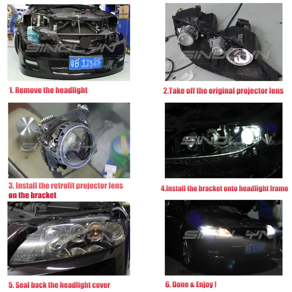 Для Hella 3R G5 фары линзы для Mazda 6 Bi-xenon HID проектор Объектив Рамка адаптер заменить Автомобильные фары аксессуары для модернизации