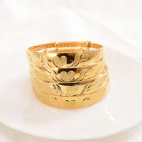18 k yellow fine solid thai baht gf yellow gold bangle women middle bracelets heart love bracelet adjustable jewelry