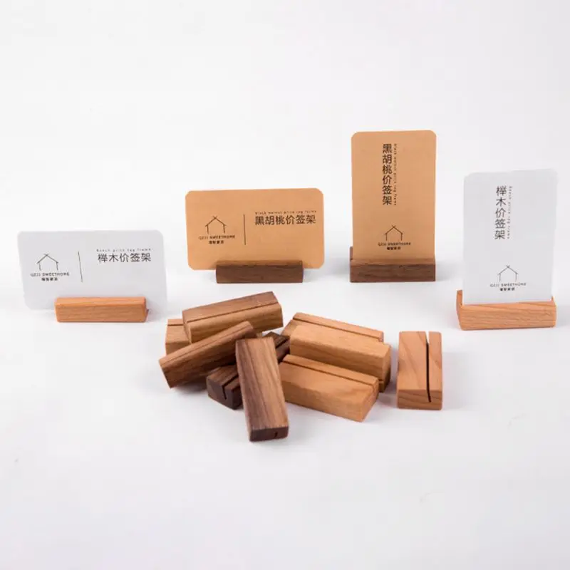 

W3JD Wooden Numbers Photo Display Stand Business Card Holder Name Memo Clips Office Desk Organizer Dinner Party