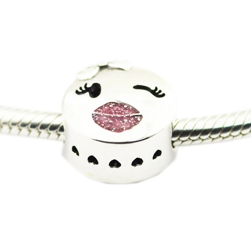 QANDOCCI DIY подходит для браслетов Pandora Подвески игривый подвеска Wink розовые