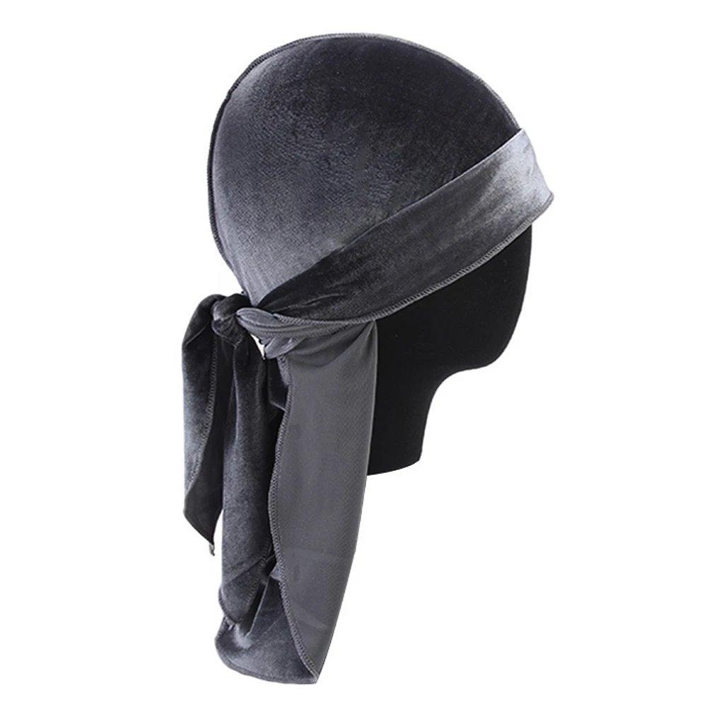 

Women Mens Velvet Bandana Hat Long-Tail Muslim Headwear Pirate Cap Chemo Hat