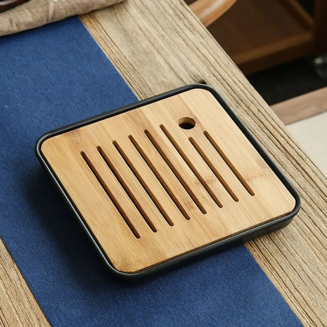 

Бамбуковый поднос для чая, дренажный контейнер для хранения воды, емкость из меламина, китайский зеркальный чайный набор, аксессуар, доска для стола, чайная посуда