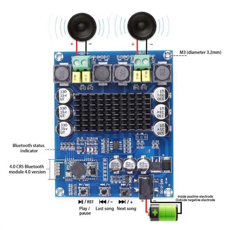 XH-M548 Bluetooth двухканальный 120 Вт + TPA3116D2 плата цифрового усилителя мощности |