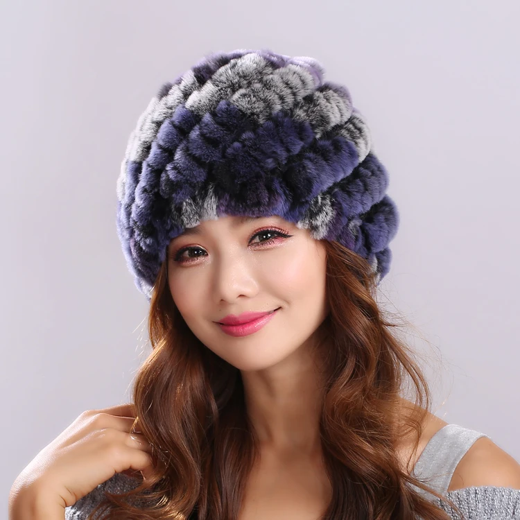 

100% Natural Rex Rabbit Fur Hats New Arrival Women Good Elastic Lady Winter Warm Real Rex Rabbit Fur Caps Knitted Real Fur Hat